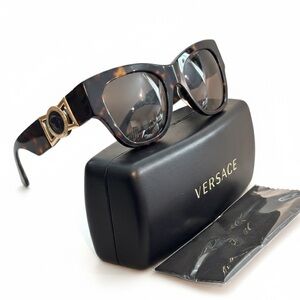 VERSACE VE4415U Tortoise Shell Cat Eye Medusa Head Sunglasses NEW
